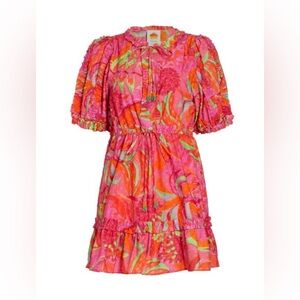FARM Rio Fruit Brush Mini Dress | size medium| pink floral pattern